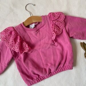 Zara Pink Ruffled Kids Sweater